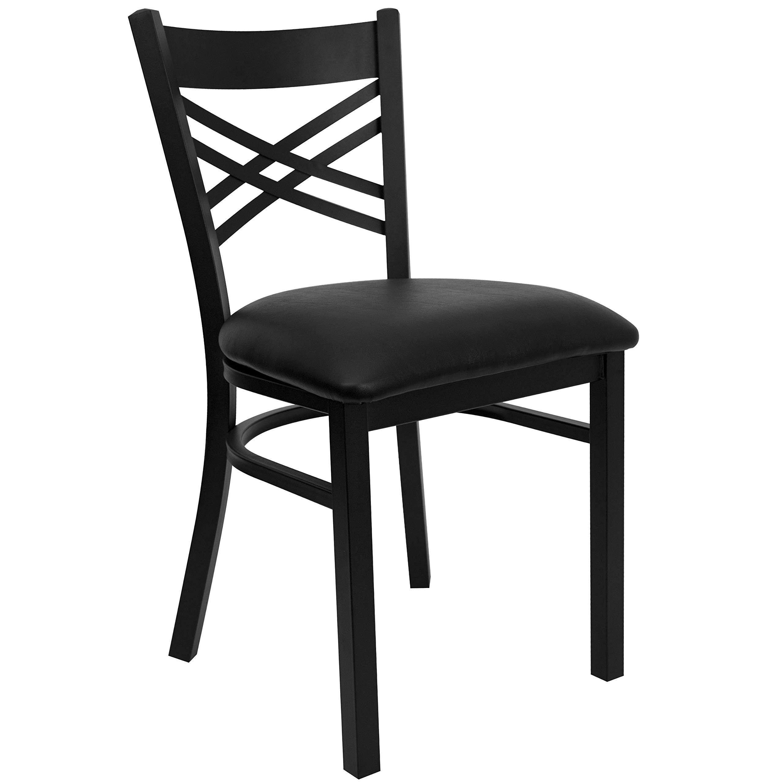 Flash Furniture Hercules Series &quot;X&quot; Back Metal Restaurant Chair, Modern Upholstered Armless Dining Chair For Restaurants And Kitchens, Black