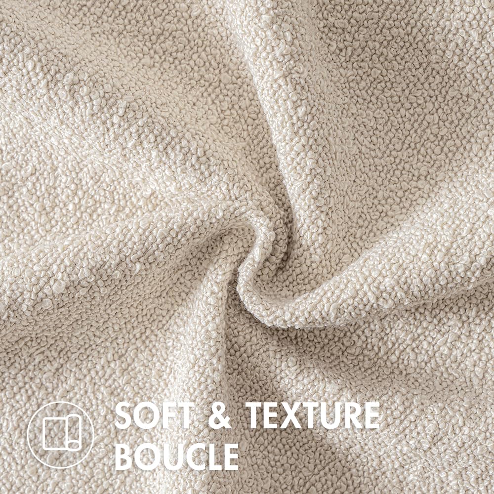 Miulee 22X22 Inch Decorative Pillow Covers For Couch Bed Set Of 2 Textured Boucle Neutral Throw Pillows Natural Beige Accent Solid Euro Cushion Pillowcase Cozy Soft Chair Sofa Livingroom Home Decor