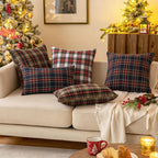 Miulee Christmas Set Of 2 Scottish Tartan Plaid Throw Pillow Covers Farmhouse Classic Decorative Cushion Cases For Home Decor Sofa Couch 12X20 Inch, Red And White