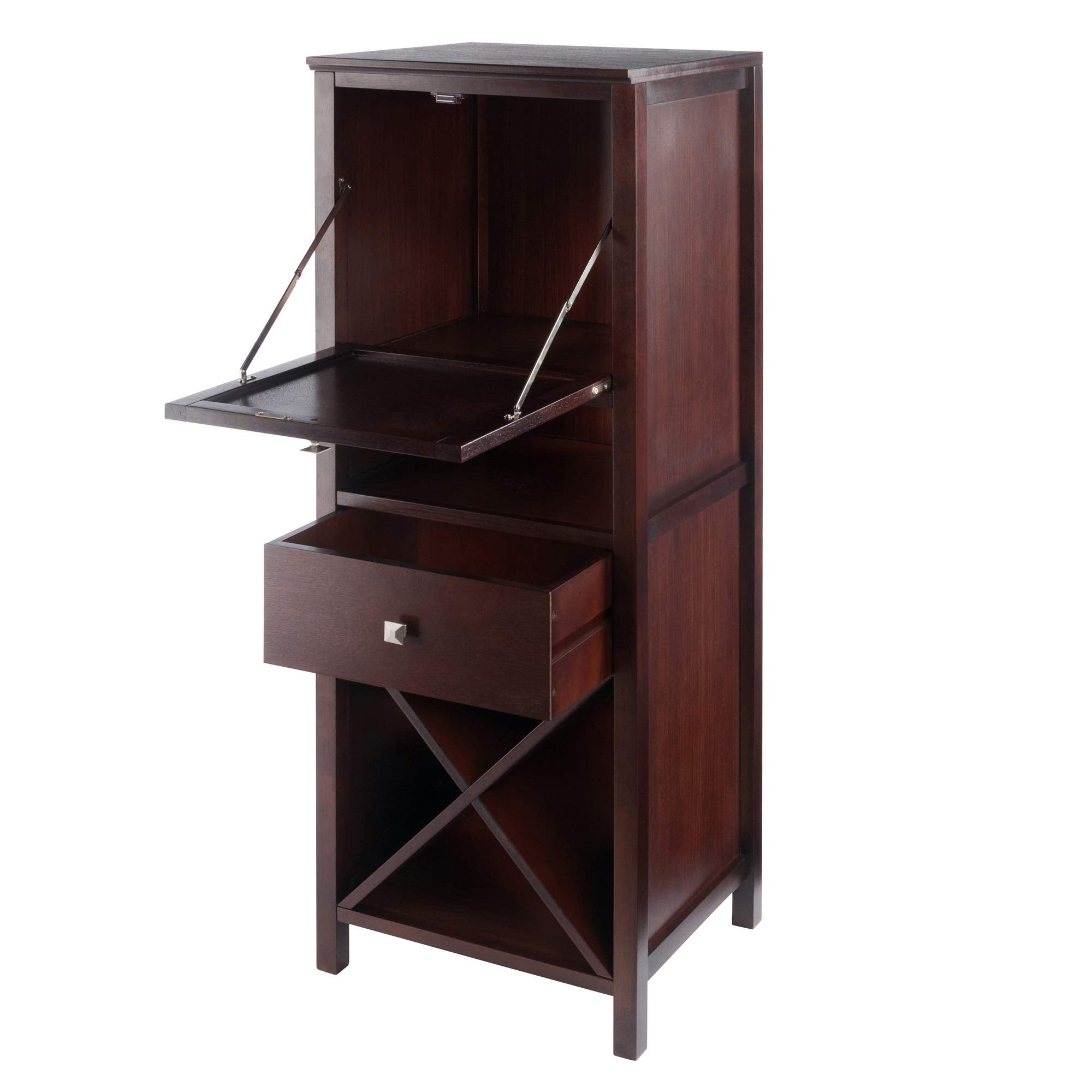 Ergode Brooke Jelly Cupboard - French Country Aesthetics, 4-Section Cabinet, Ample Storage, Wine Cabinet, Bar Accessories, Walnut Finish