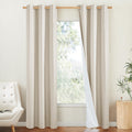 NICETOWN Grizzle Gray Vintage Linen 100% Blackout Curtains for Living Room, Thermal Insulated Curtains 84 Long, Noise Reducing W