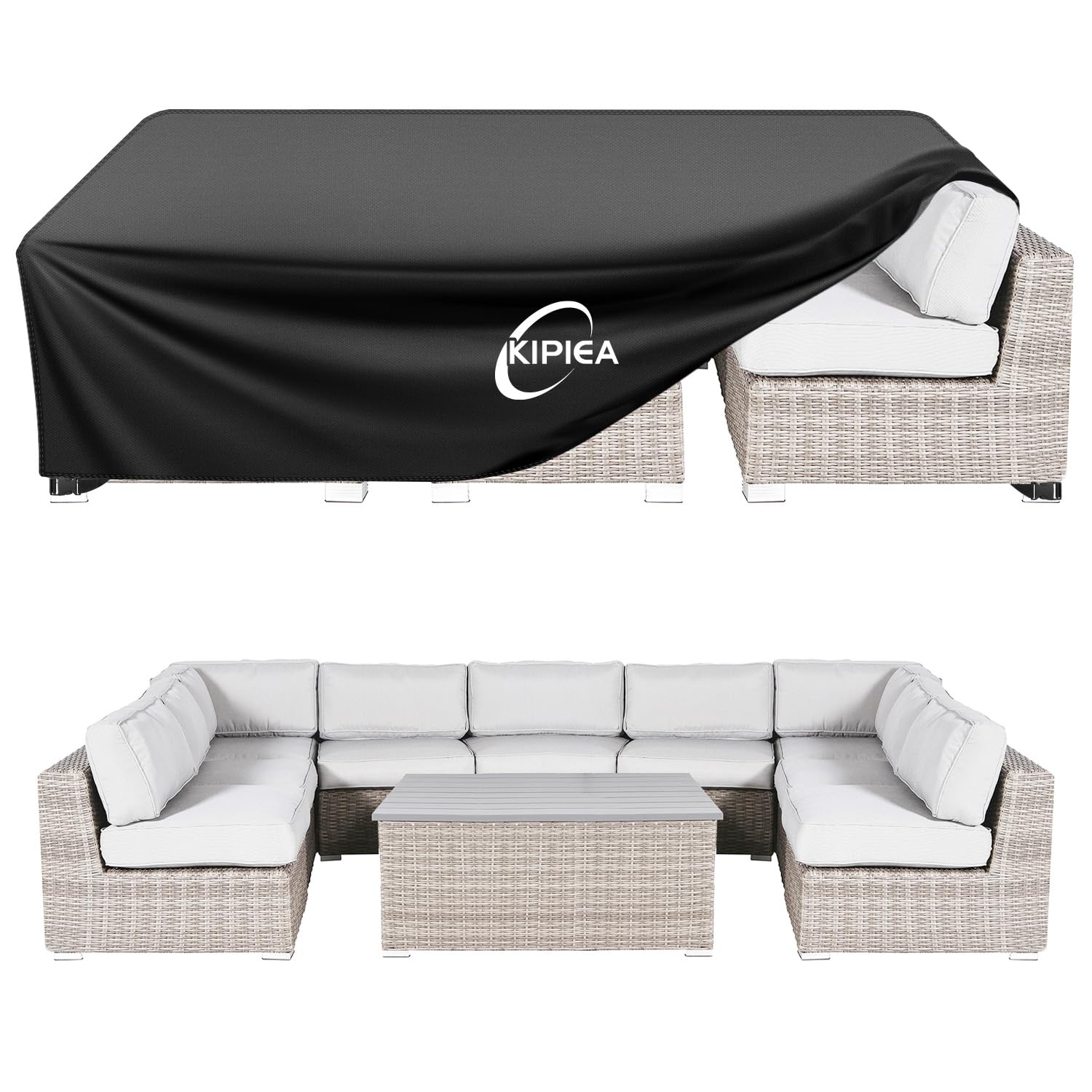 Kipiea Outdoor Furniture Covers Waterproof, 420D Heavy-Duty Patio Furniture Set Covers, No Tears Anti Uv No Fading (110' L X 74