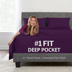 Full Size Sheet Sets - Deep Pocket Full Size Sheets Set - 4 Piece Set With 21    Extra Deep Pocket Fitted Sheet, Oversized Flat