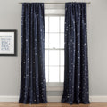 Lush Decor Star Blackout Window Curtain Panel Pair, 108' L X 52' W, Navy