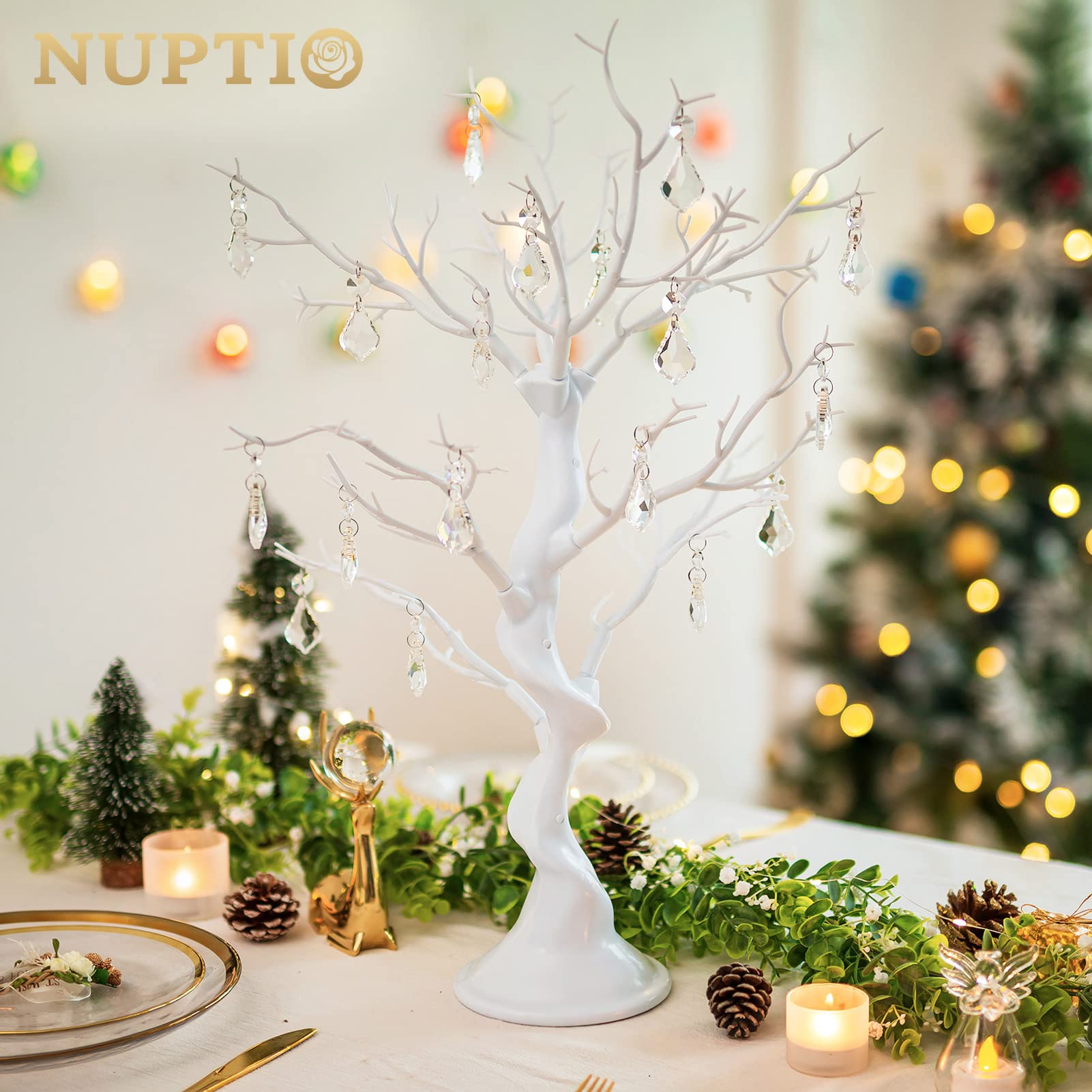 Nuptio Artificial Trees Decorative Trees: 2 Pcs White Twig Trees 22.8In Tall Halloween Decorations Wedding Centerpiece For Table