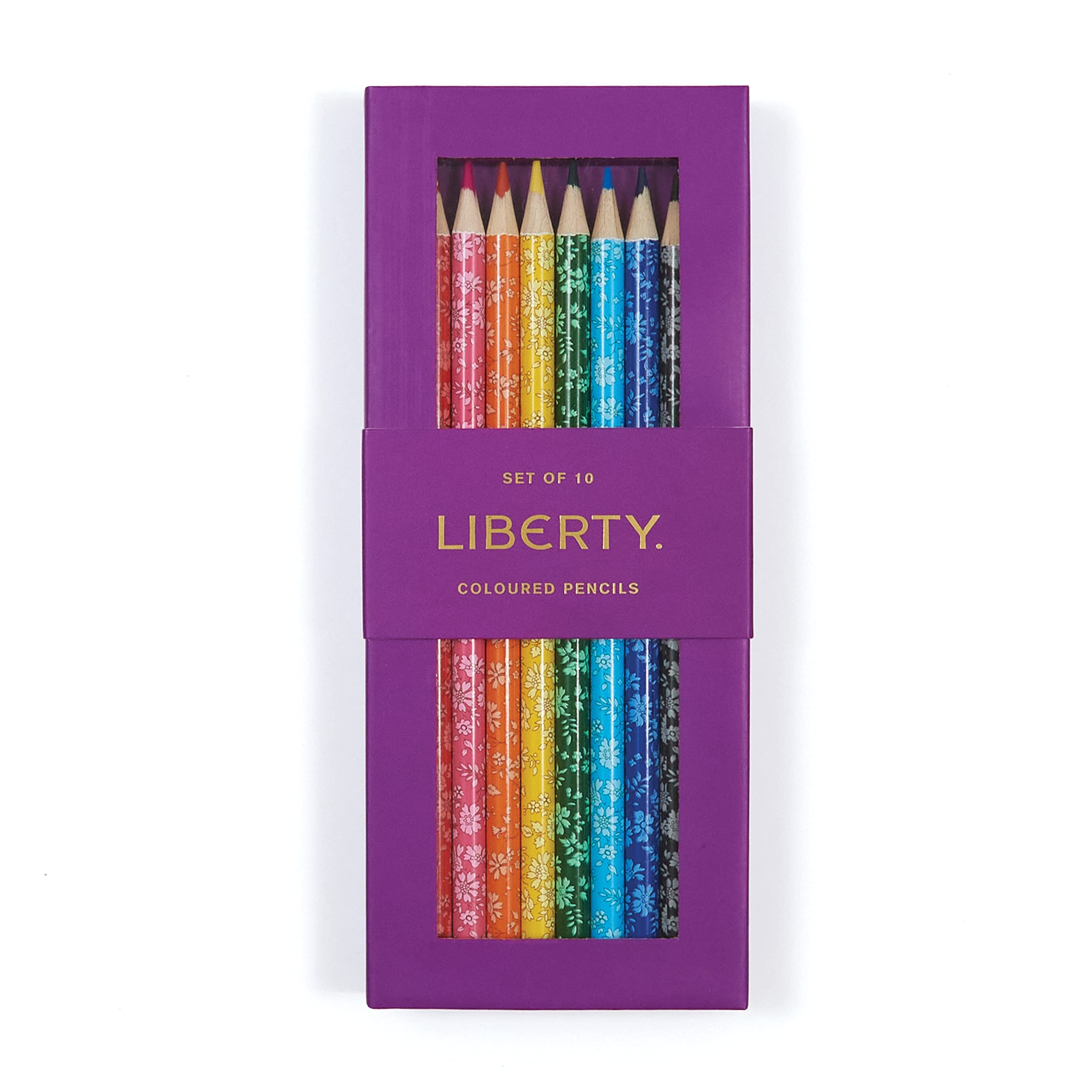 Galison Liberty Capel Colored Pencil Set From Features 10 Colored Pencils With Printed Floral Designs On Each, Stylish Coloring