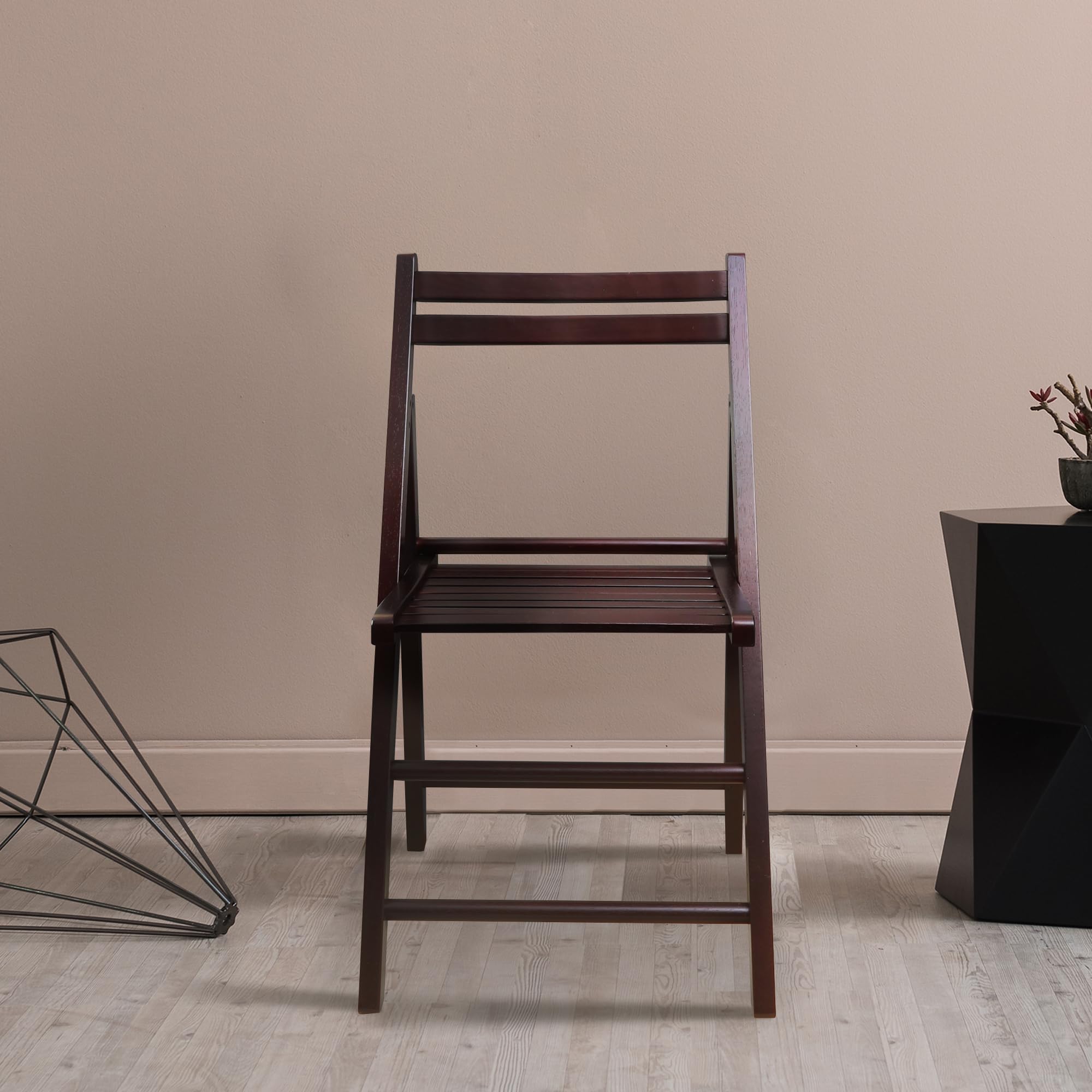 Casual Home Wooden Folding Chairs 2-Pcs Set, 17&quot; W x 18&quot; D x 30.75&quot; H, Espresso