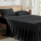 Andency Black King Size Sheets Set, 100% Viscose Derived From Bamboo, Cooling King Sheets, Deep Pocket Up To 16', Silky Soft Bed Sheets, Hotel Luxury Breathable Bedding Sheets & Pillowcases…