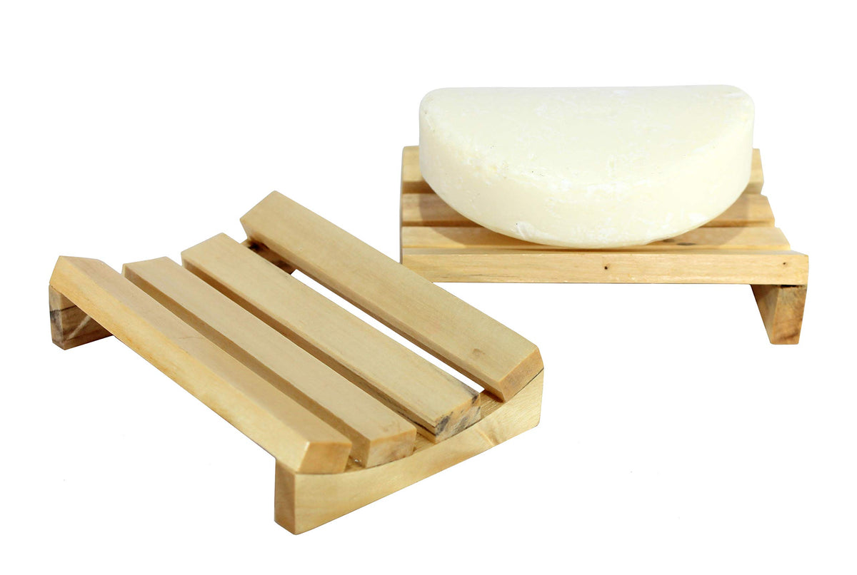 KLEO  Wooden Soap Dish in Set of 2 | Wooden Soap Holder Case