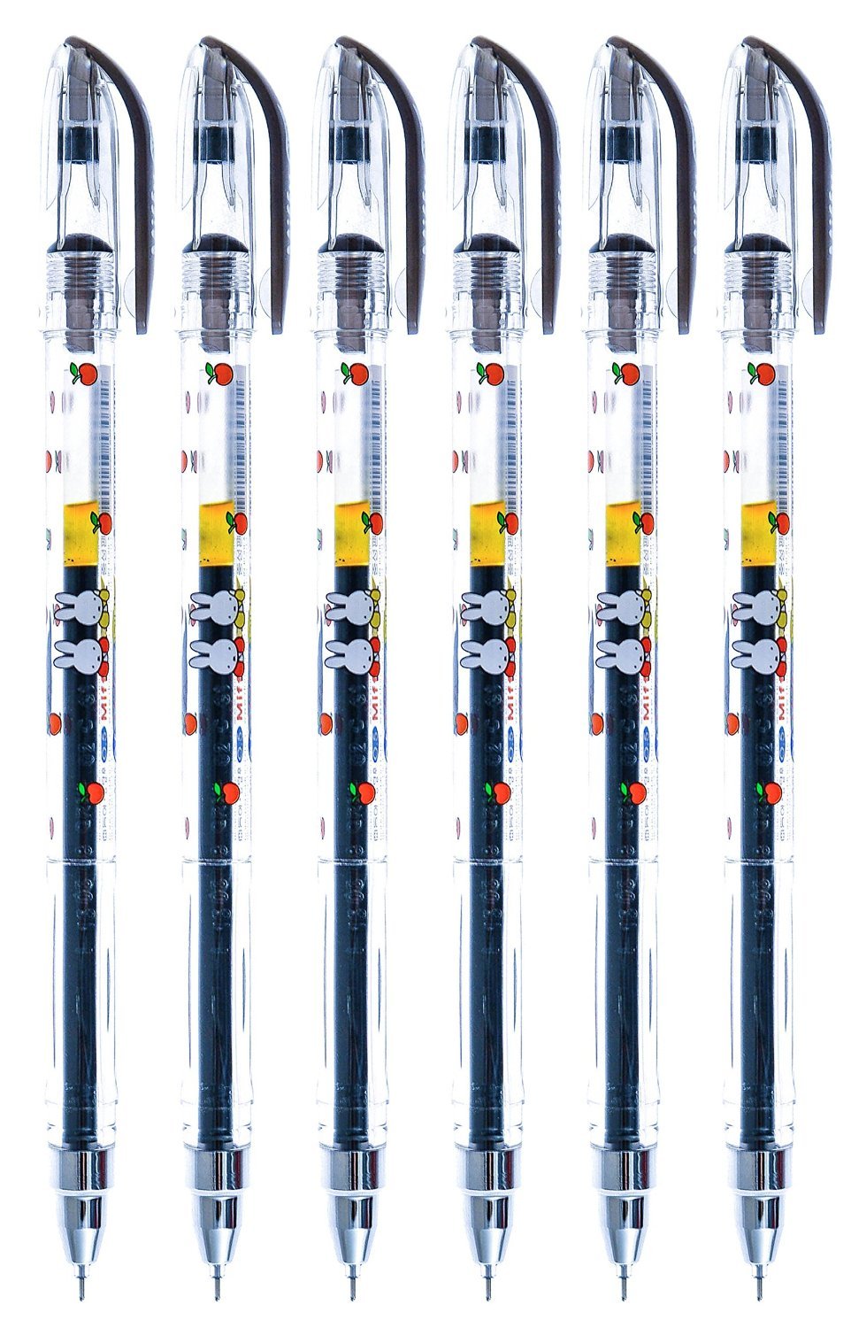 Dong-A Miffy Bunny Gel Ink Roller Ball Pens, 0.5Mm, Black (Pack Of 6)