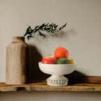 Amyhill Distressed Beaded Wood Pedestal Bowl Decorative Wooden Beaded Bowl Wood Pedestal Bowl Beaded Serving Bowl For Farmhouse