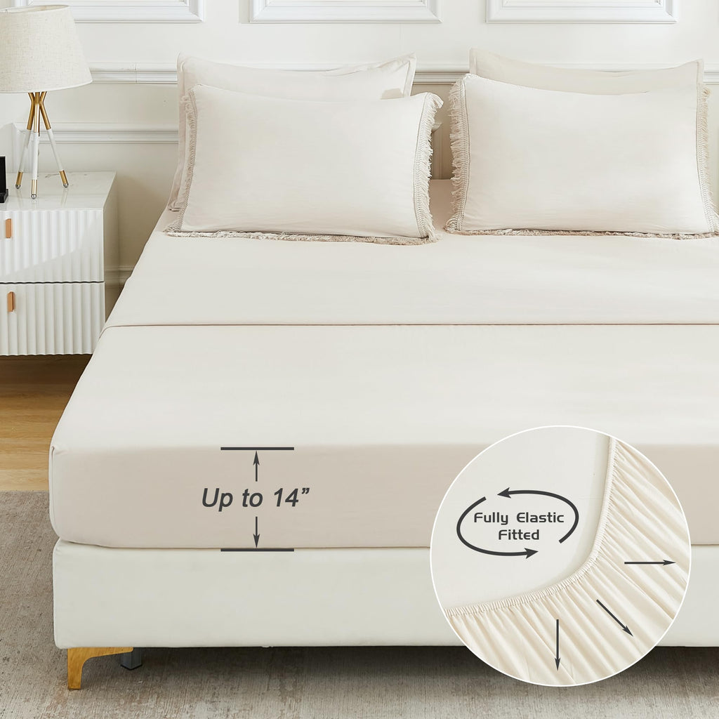 Andency Pink Full Size Comforter Set With Sheets - 7 Pieces Boho Tassel Bed In A Bag Soft Lightweight Bedding Sets, Pink Fringe Bed Set With Comforter, Sheets, Pillowcases & Shams