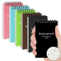 Wavamawa 6 Pack Waterproof Pocket Notebooks, 3X5 Small Notepads, Mini Top Spiral Notebook, Lined College Ruled Paper, Tiny Memo