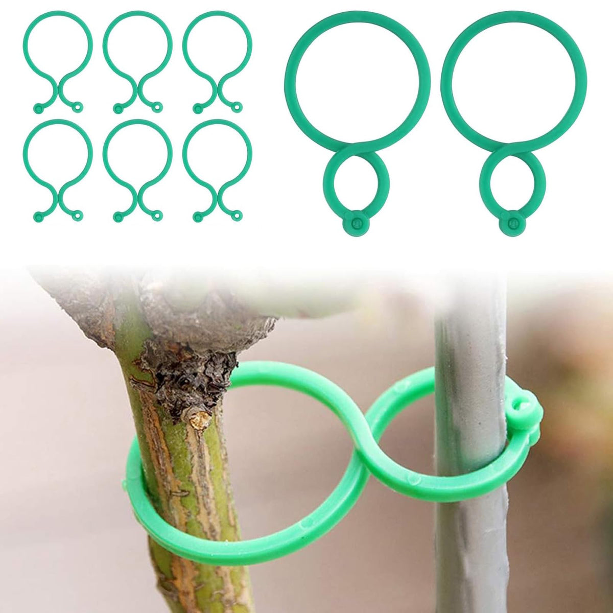 Generic 100 Pcs Plant Support Clips, Secured Plastic Plant Clips Reusable Garden Clips For Climbing Plants Outdoor, Figure 8 Gou