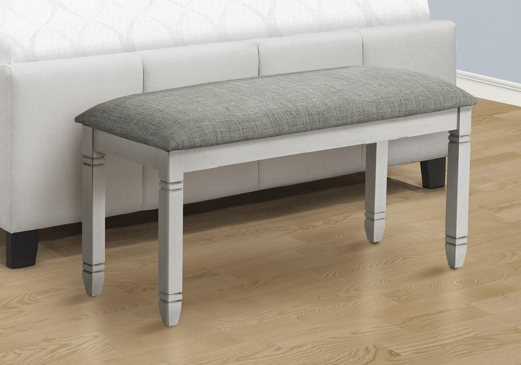 Monarch Specialties I 1257 Upholstered Bench, 41?Rectangular Solid Wood, Grey Fabric, Style, Kitchen, Dining Room