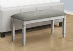 Monarch Specialties I 1257 Upholstered Bench, 41?Rectangular Solid Wood, Grey Fabric, Style, Kitchen, Dining Room