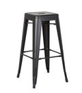 HomeRoots 30 Matte Black Backless Metal Barstool with a Set of 2
