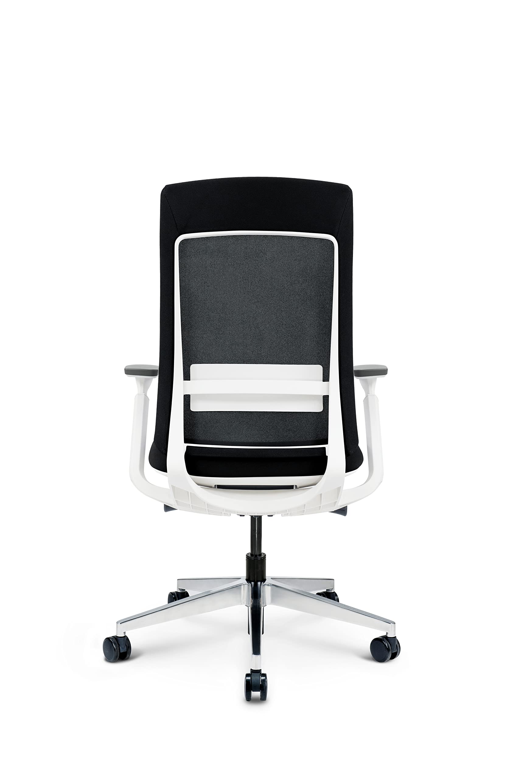 Ergohuman Elevate Black Mesh Back With Black Fabric Seat, Weight Balance, Tilt And Height Adjustment, Office Desk Chair (White Frame)