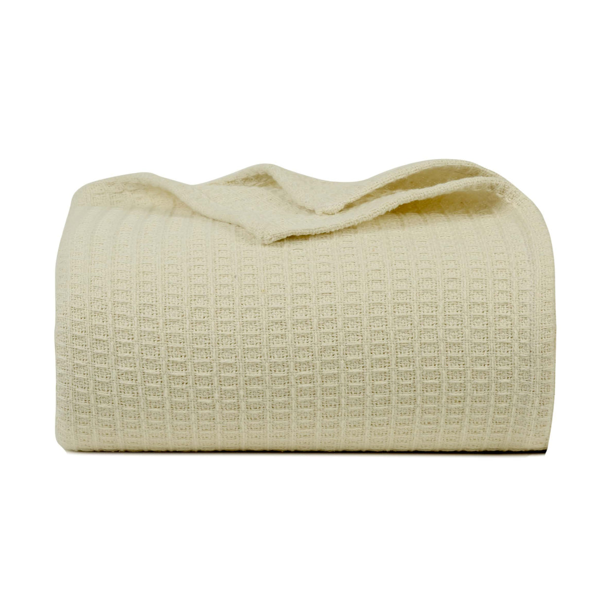 Bed Bath & Home BBH 100% Cotton Blankets Queen Size, Ivory/Cream Color  Soft Right Weight Breathable Cotton Thermal Blankets Wa