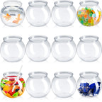 12 Pcs Clear Fish Bowl, 27 oz Plastic Fish Bowls for Drinks, Unbreakable Heavy Duty Goldfish Bowl with 12 Straws for Carnival Ga