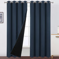 LEMOMO 100% Blackout Curtains 52 x 95 Inch/Navy Blue Curtains 2 Panels with Black Lining Room Darkening Thermal Insulated Bedroo