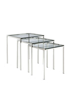 Modway Nimble Glass And Stainless Steel 3-Piece Side Nesting Table Set In Silver