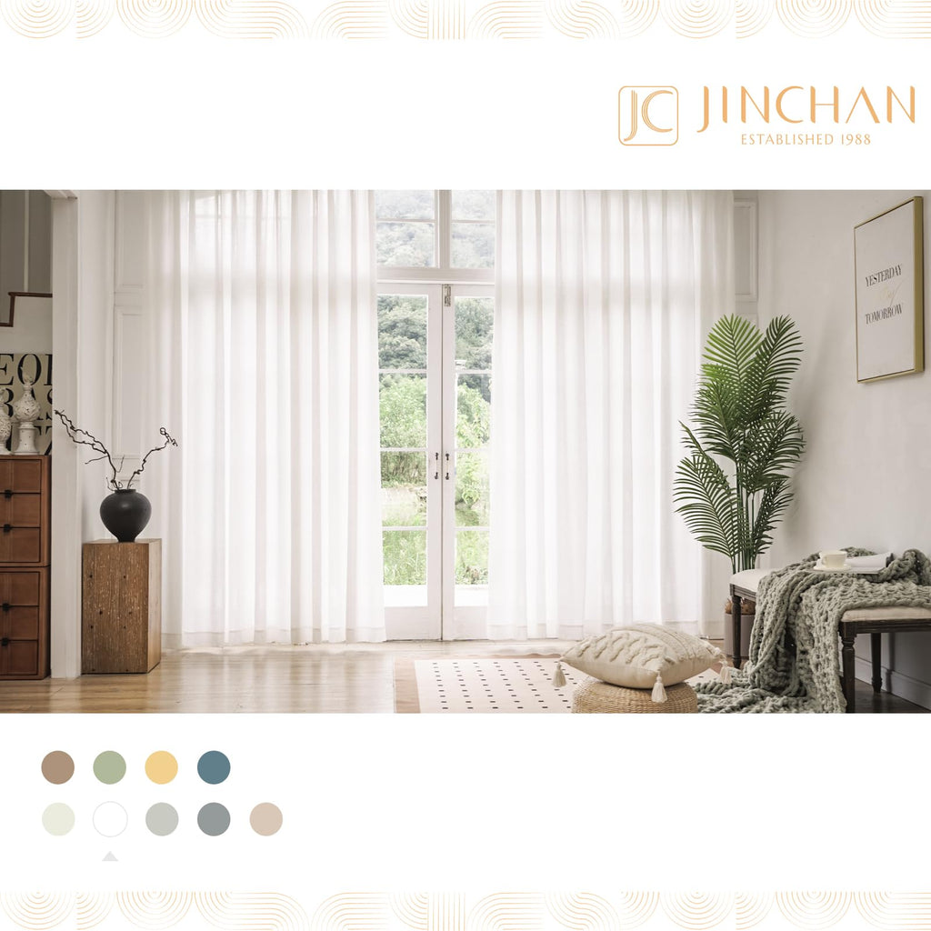 Jinchan White Linen Blend Curtain 84 Inch Lengthfor Living Room Extra Wide For Room Divider Curtain Rustic Farmhouse Curtain Rod Pocket Light Filtering Bedroom Window Curtain 1 Panel Off White