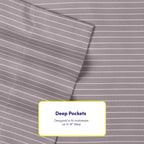Full Size Bed Sheets - 6 Piece 1500 Supreme Collection Fine Brushed Microfiber Deep Pocket Full Sheet Set Bedding - 2 Extra Pillow Cases, Great Value, Full, Pinstripe Gray