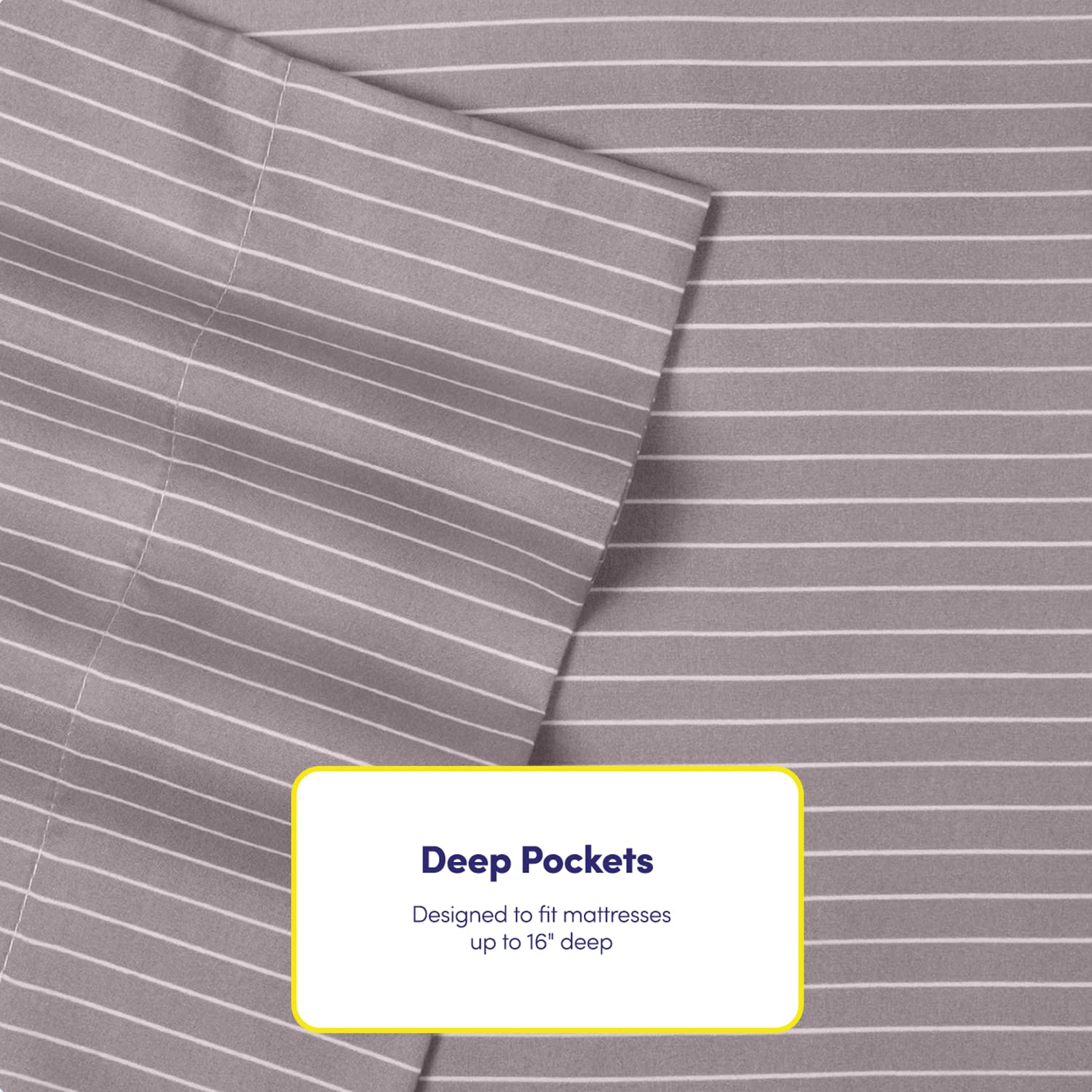 Full Size Bed Sheets - 6 Piece 1500 Supreme Collection Fine Brushed Microfiber Deep Pocket Full Sheet Set Bedding - 2 Extra Pillow Cases, Great Value, Full, Pinstripe Gray