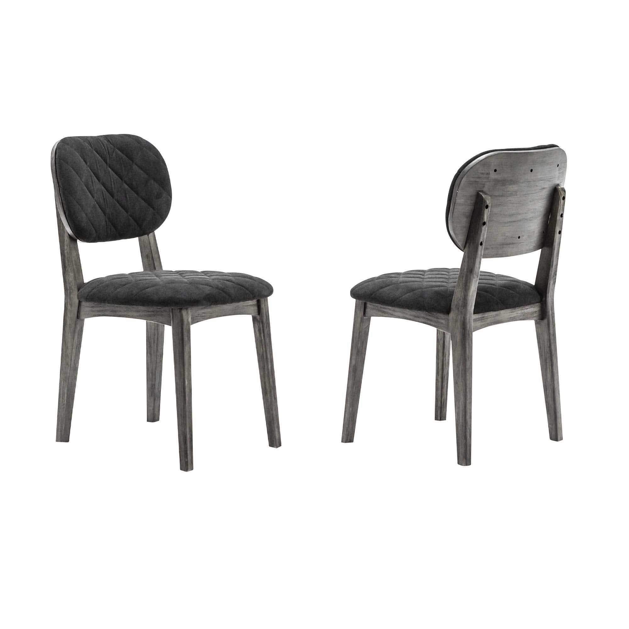 Armen Living Katelyn Modern Upholstered Dining Room Kitchen Chairs - Set of 2, 19 '' Height, Midnight