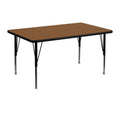 Flash Furniture Wren 30''W x 48''L Rectangular Oak HP Laminate Activity Table - Height Adjustable Short Legs