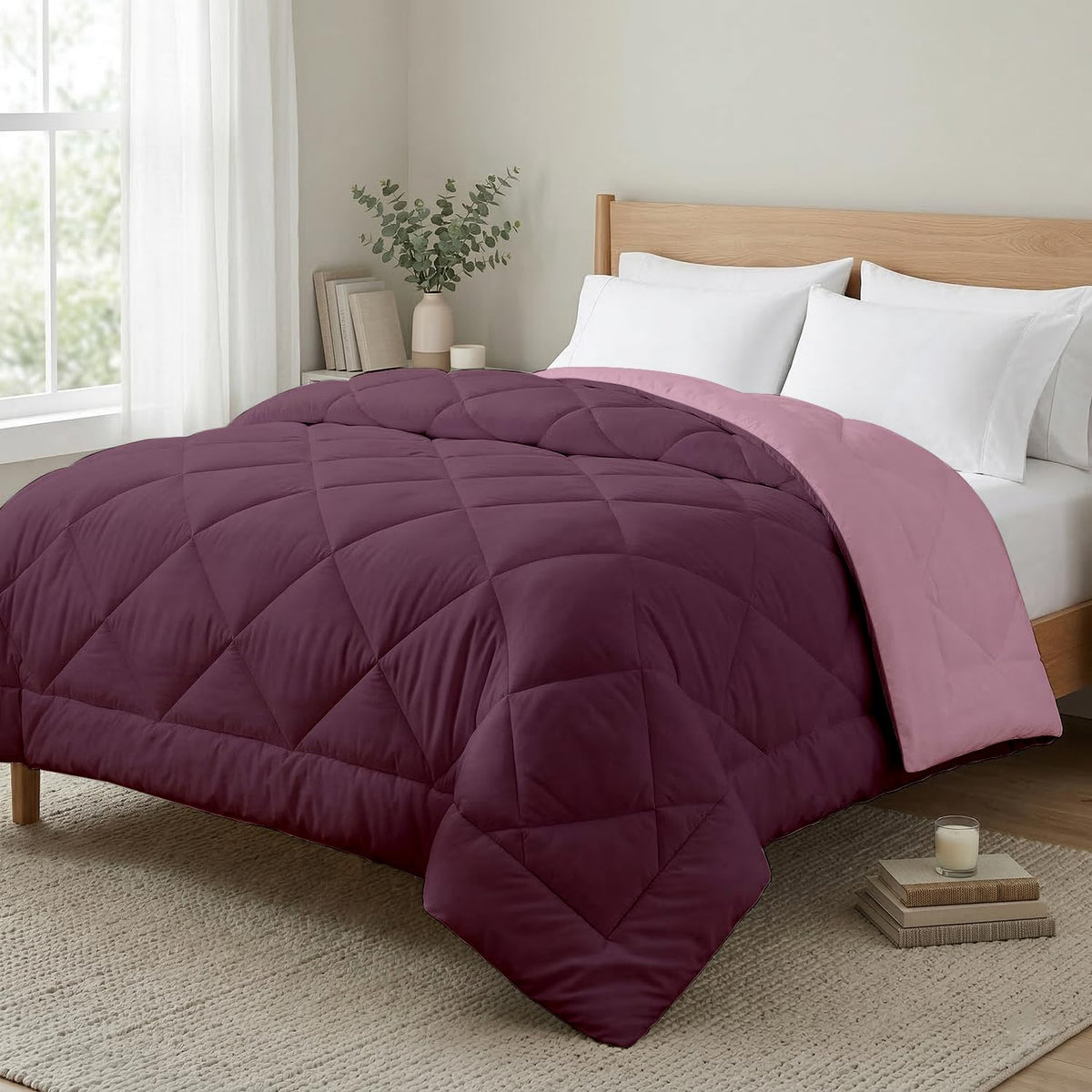 AYKA Reversible AC Comforter 150 GSM Lightweight Microfiber Summer Blanket for Single Bed (60x90 Inches) | Soft Cooling Quilt, B