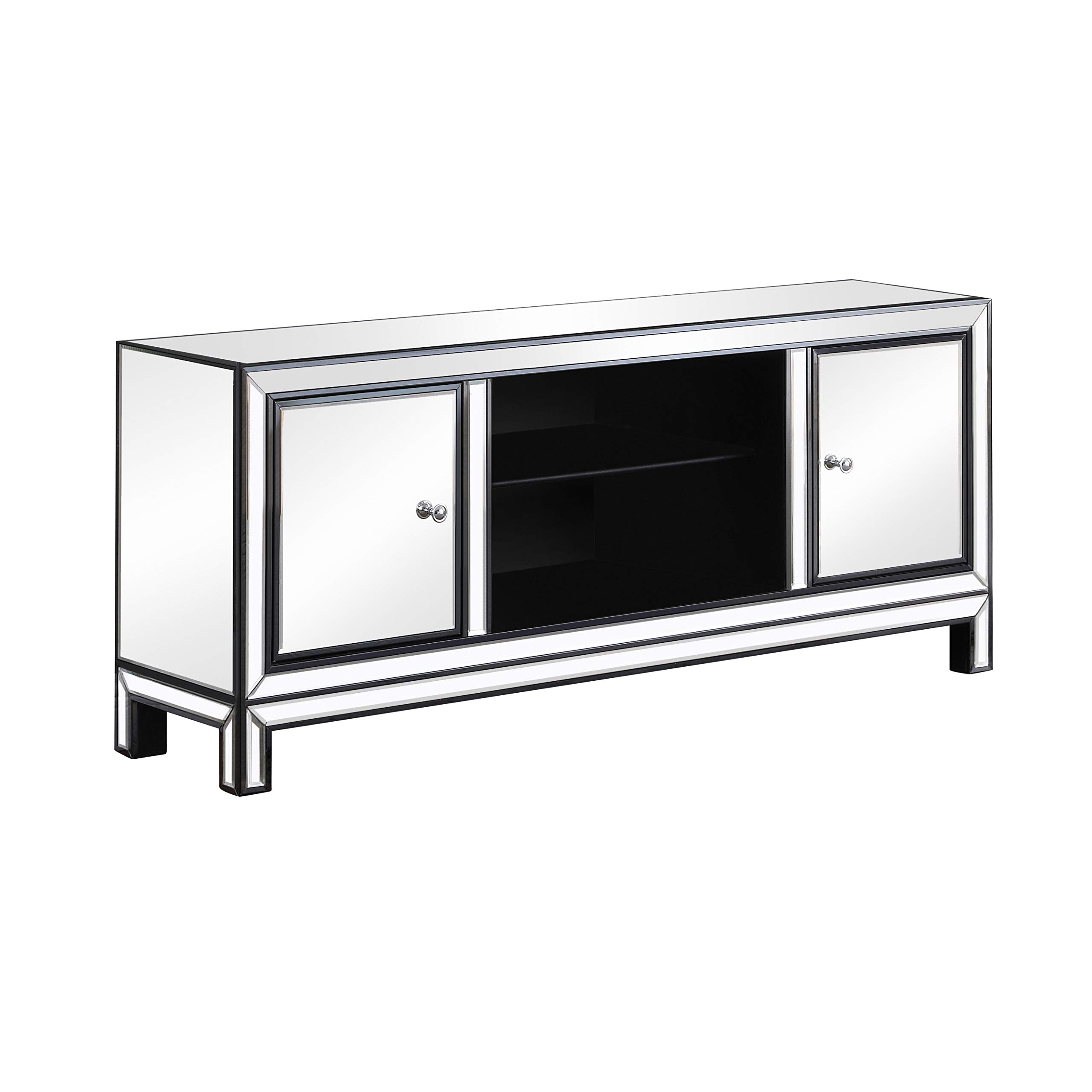 Coaster Home Furnishings 2-Door TV Console Black Titanium and Silver