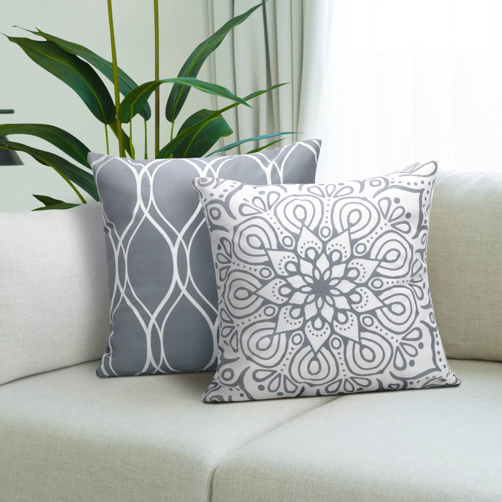 Coliuso Decorative Throw Pillow Covers 16X16 Set Of 4, Gray And White Modern Simple Square Pillow Case Cushion Cover For Sofa Co