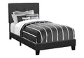Monarch Specialties I 5805T Bed, Twin Size, Upholstered, Bedroom, Frame Only, Youth, Teen, Juvenile, Black Boucle, Transitional