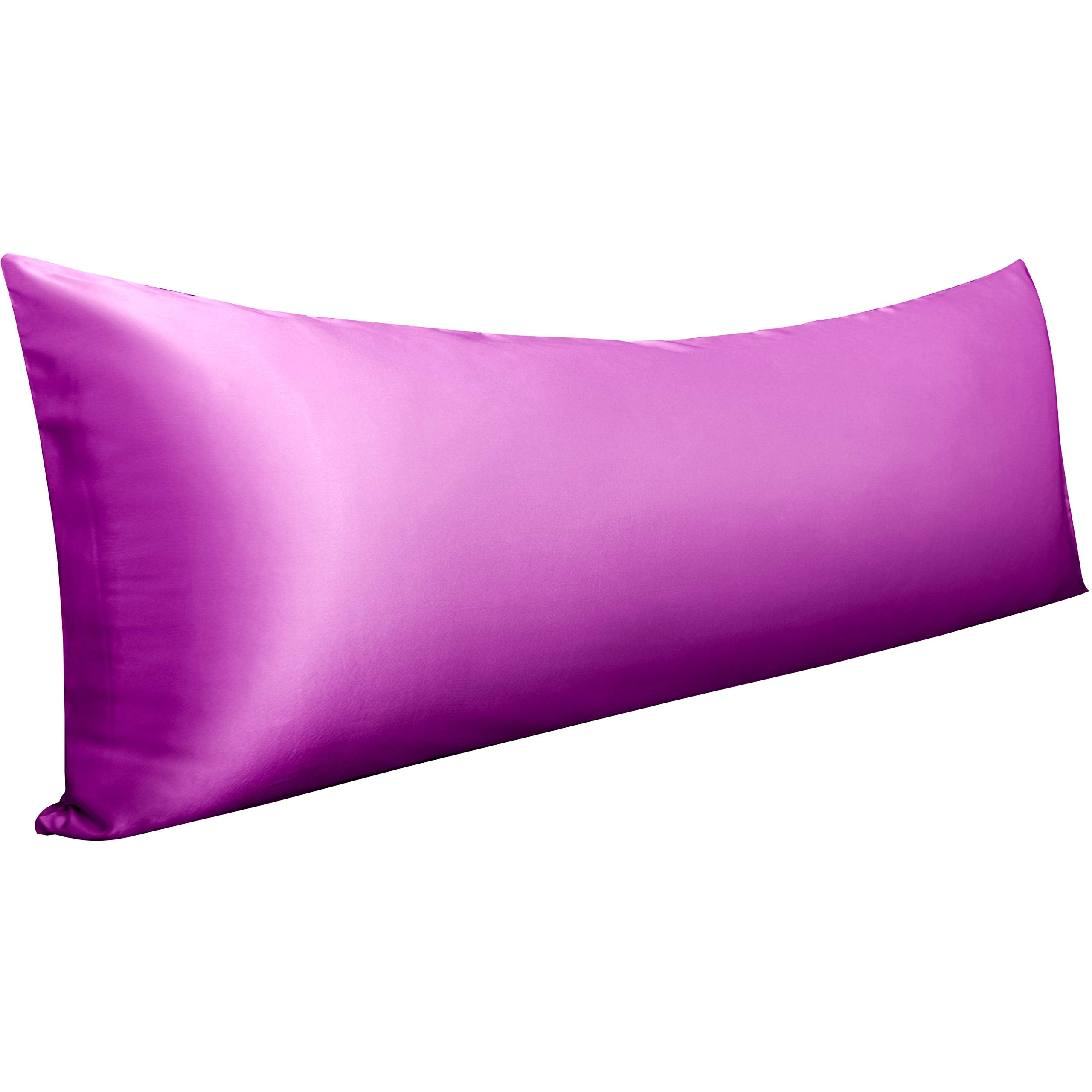 Ntbay Satin Body Pillowcase For Hair And Skin, Luxurious And Silky Pillow Case With Envelope Closure, 20X54 Inches, Purple
