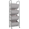STORAGE MANIAC Vertical Rolling Laundry Hamper, 4 Section Laundry Sorter with Wheels and 2 Breaks, 4tier Laundry Baskets for Sm