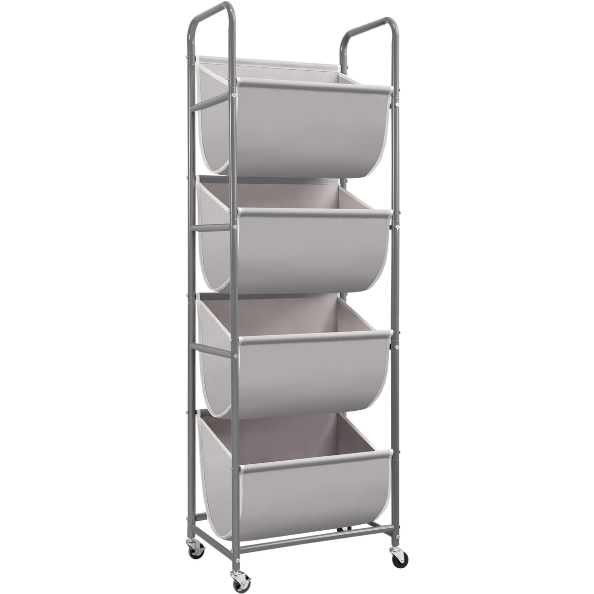 STORAGE MANIAC Vertical Rolling Laundry Hamper, 4 Section Laundry Sorter with Wheels and 2 Breaks, 4tier Laundry Baskets for Sm