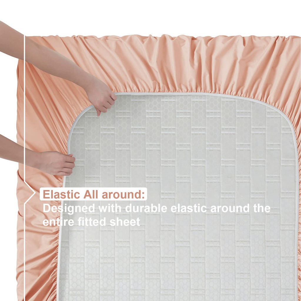 Nestl King Size Sheets Set - 4 Piece King Sheets, Deep Pocket, Hotel Luxury, Extra Soft, Breathable And Cooling, Peach King Bed Sheets
