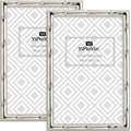 YiPinYin 4x6 Bamboo Detail Designs Silver Metal Picture Frame 2pack, Elegant Silver Plated Baby Nurse Photo Frames 4 x 6 Wit