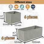 Set Of 12 Drawer Organizer, Fabric Closet Organizer And Storage Baskets,Foldable Drawer Divider For Clothing,Sock,Ties,Underwear