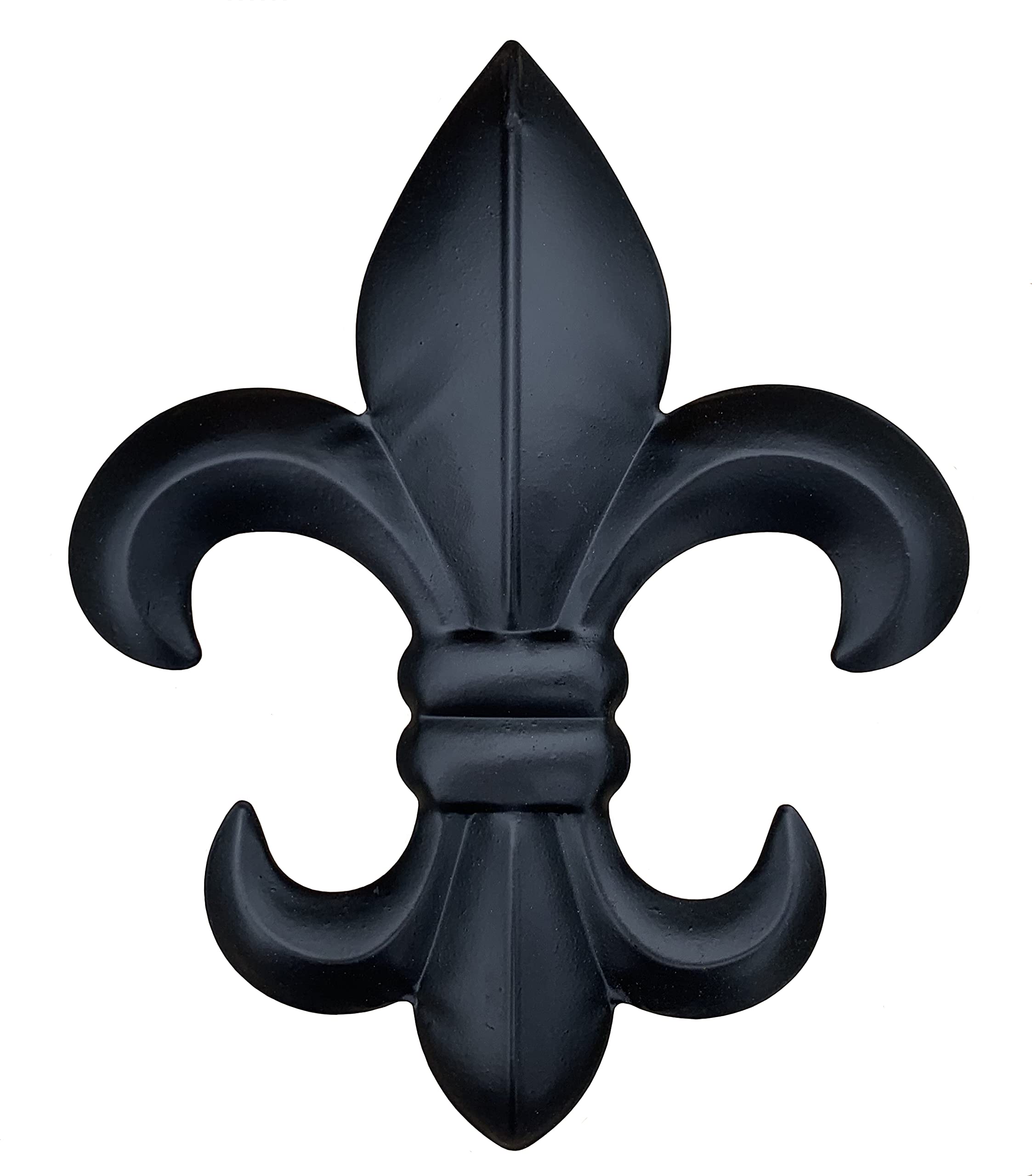 8 Metal Fleur De Lis Wall Plaque/Art with hanger - Rustic Creole Tuscan Decor (Black)