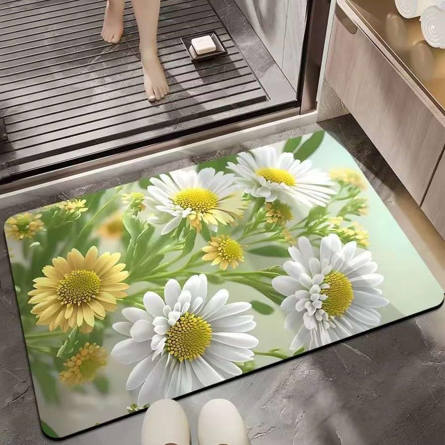 VHKD Water Absorbent PVC Rectangular mats for Bathroom Kitchen Door mat Anti Slip Skid Bath mat (Design 7)