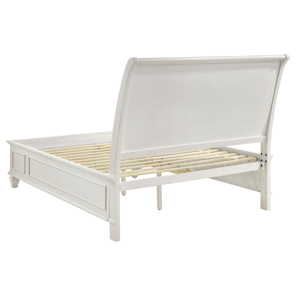 Coaster Home Furnishings Sandy Beach Coastal 4-Piece Bedroom Set Queen Size Storage Panel Bed Frame 57-inch Headboard Cream White 201309Q-S4