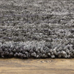 HomeRoots 507854 10 x 13 ft. Charcoal Shag Power Loom Stain Resistant Rectangle Area Rug