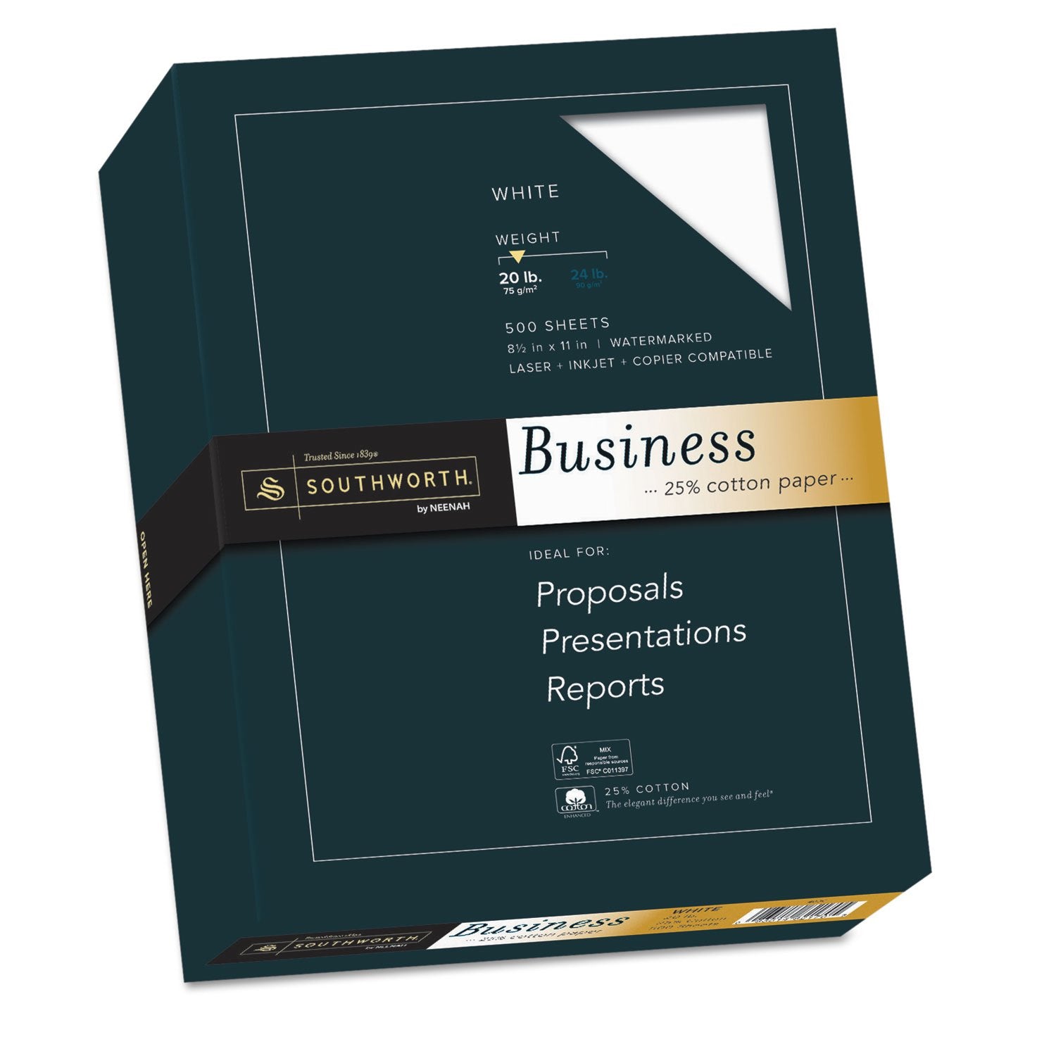 Southworth Fine Business Paper, 20.05 Cotton, 20 Lb , White,500 Sheets (403C)