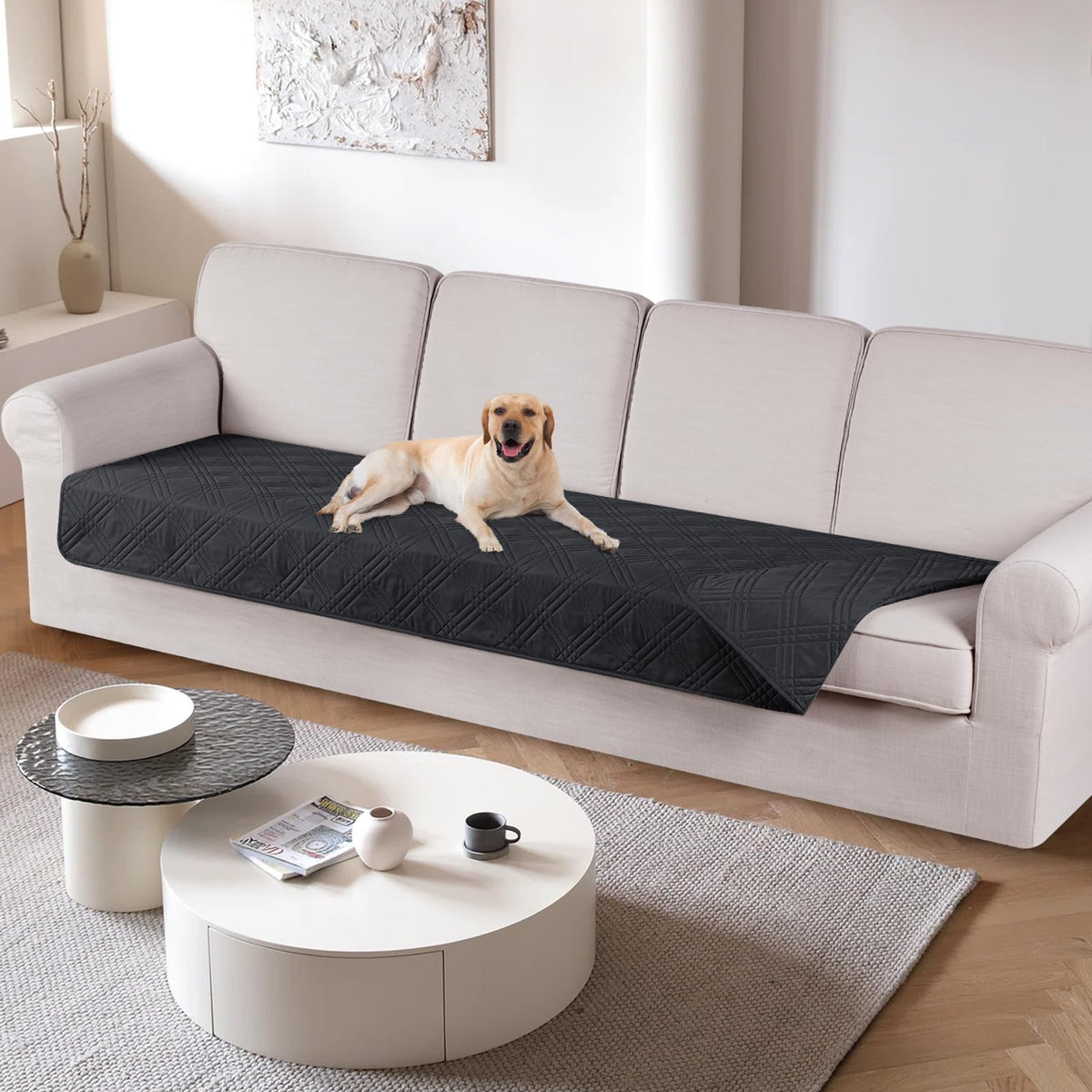 TAOCOCO 100% Waterproof Sofa Cushion Cover Reversible Couch Seat Cover for Dogs Pets Couch Cover for Chaise Sectional Sofa U Sha