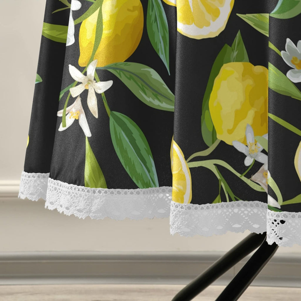 Qilmy Lemon Outdoor Tablecloth 60 Inch Waterproof Round Tablecloth With Umbrella Hole And Zipper For Backyard Party Bbq Decor