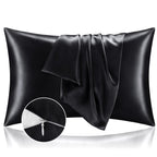 Bedelite Satin Pillowcase With Zipper, Black King Size Pillow Cases Set Of 2, Super Soft And Cooling Similar To Silk Pillow Case