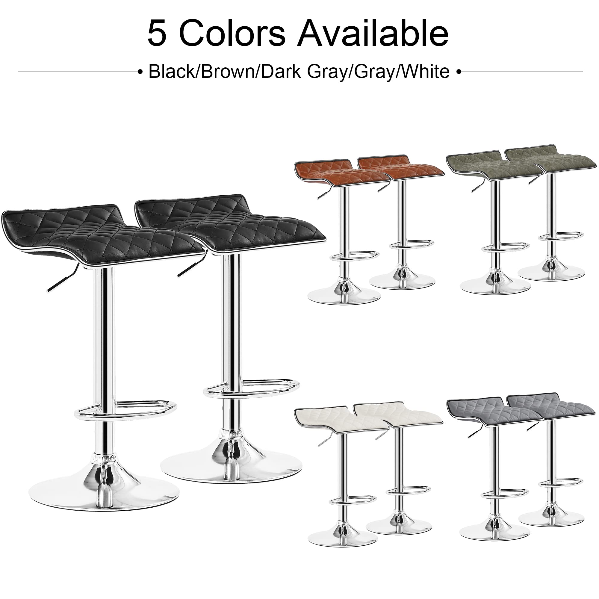 Vecelo Adjustable Bar Stools Set Of 2, Bar Height Stools For Kitchen Counter